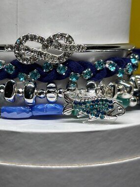 Bomb Party "We're On Lake Time" Luxury 4 Bracelet Stacks Set with Fish Detail